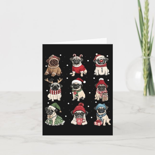 Tarjeta Cute Santa Pug Funny Xmas Ilumina Perros Lover Hom (Anverso)