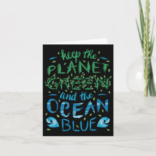 Tarjeta Cute Save the Planet Ecologic Eco Blue Ocean Green