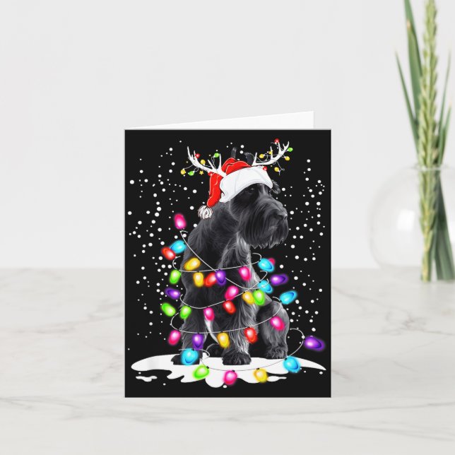 Tarjeta Cute Schnauzer With Christmas Lights  (Anverso)