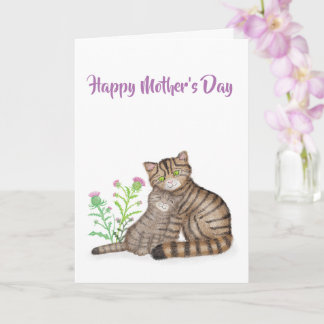 Tarjeta Cute Scottish Wildcats Mother's Day card