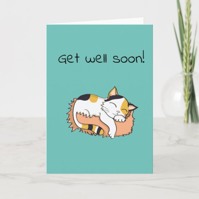 Tarjeta Cute se ponga bien pronto kitty Calico (Anverso)