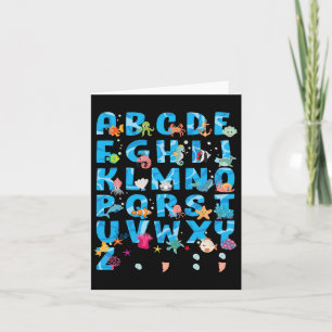 Tarjeta Cute Sea Animals Verano De Alfabeto Gracioso Abcs