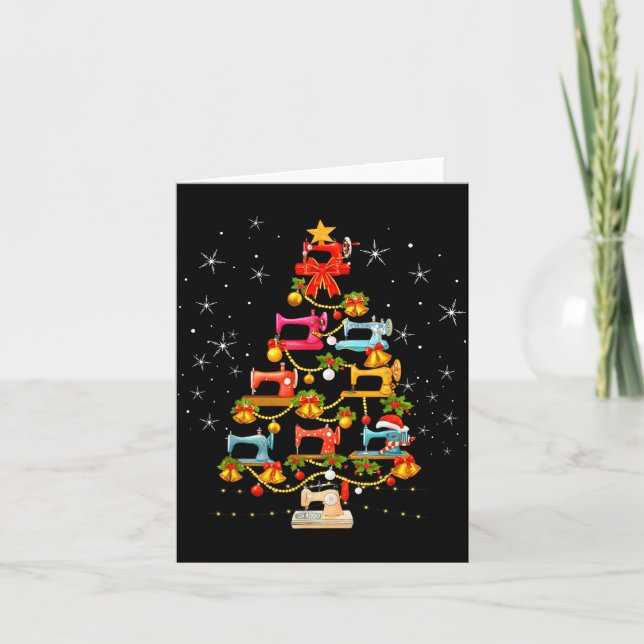 Tarjeta Cute Sewing Machine Christmas Tree Christmas Ornam (Anverso)