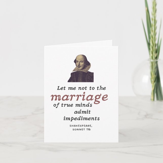Tarjeta Cute Shakespeare cita compromiso de Boda literario (Anverso)