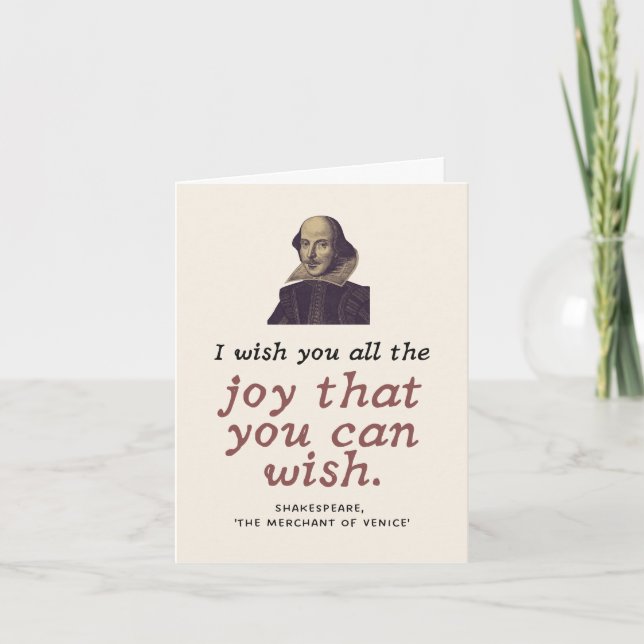 Tarjeta Cute Shakespeare cita Dark Academia Cumpleaños (Anverso)