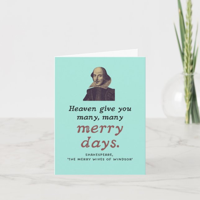 Tarjeta Cute Shakespeare Merry Days Theatre Cumpleaños (Anverso)
