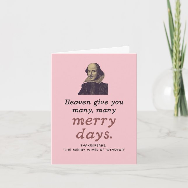 Tarjeta Cute Shakespeare Merry Days Theatre Pink Birday (Anverso)