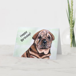 Tarjeta Cute Shar Pei Dog Feliz cumpleaños