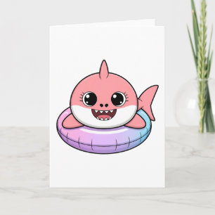 Tarjeta Cute Shark Baby Con Flotador   Niños
