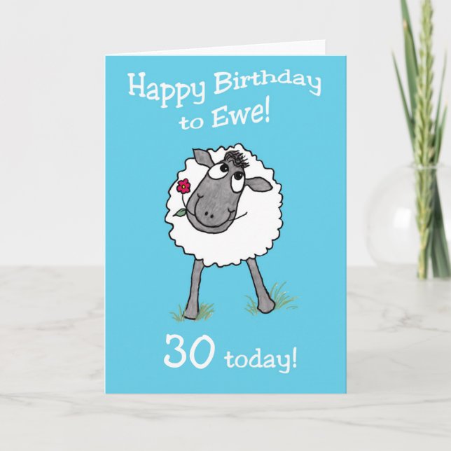 Tarjeta Cute Sheep Happy Birday to Ewe Age Specification C (Anverso)