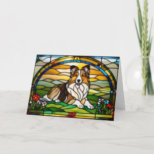 Tarjeta Cute Sheltie Vidrio Emplomado