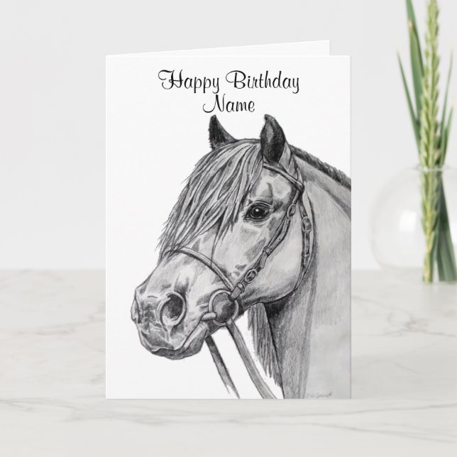 Tarjeta Cute Shetland Pony Pencil Happy Birday (Anverso)