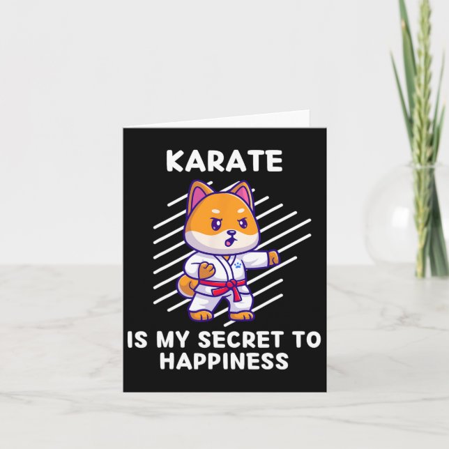 Tarjeta Cute Shi Inu Karate Es Mi Secreto Para La Felicida (Anverso)