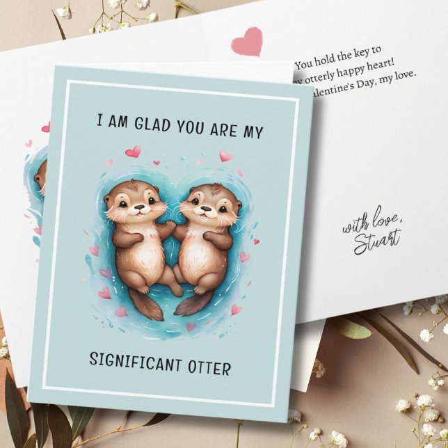 Tarjeta Cute Significativo Otter Pareja Graciosa Valentine (Cute Significant Otter Couple Funny Valentine Card)