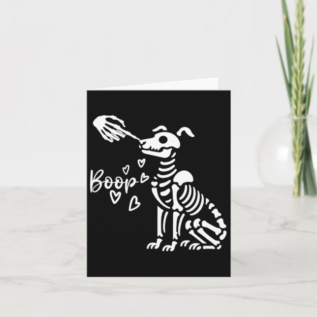 Tarjeta Cute Skeleton Hand Boop Dog Funny Halloween (Anverso)