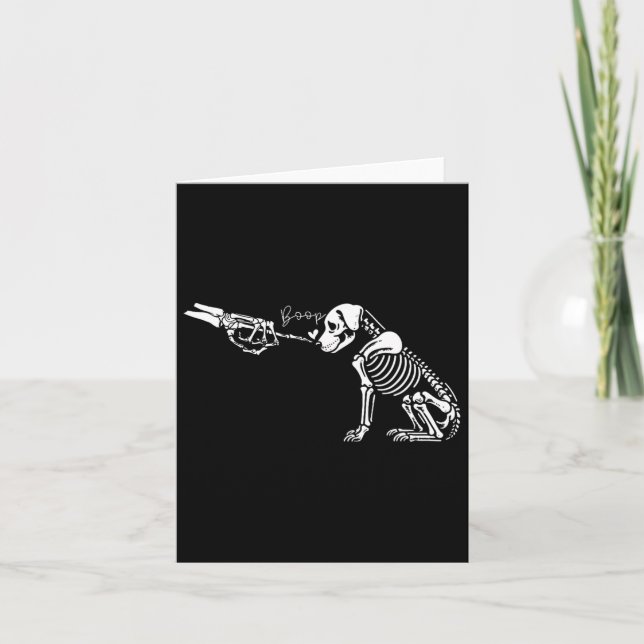 Tarjeta Cute Skeleton Hand Boop Dog Funny Halloween 1 (Anverso)