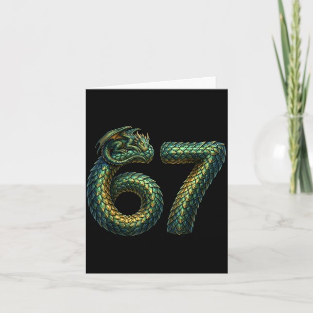 Tarjeta Cute Sleeng Dragon 67 Cool Six-seven Funny Six Sev (Anverso)