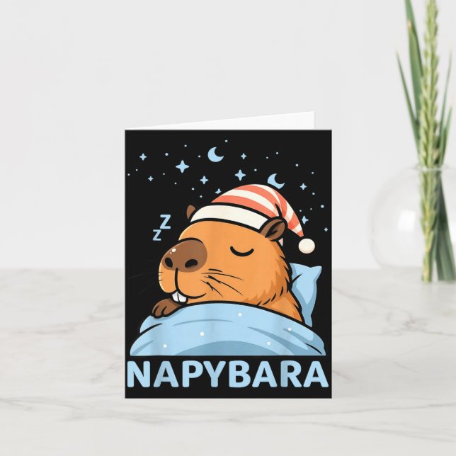 Tarjeta Cute Sleepy Capybara Funny Napybara Pajamas  (Anverso)