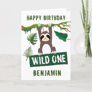 Tarjeta Cute Sloth First Birday