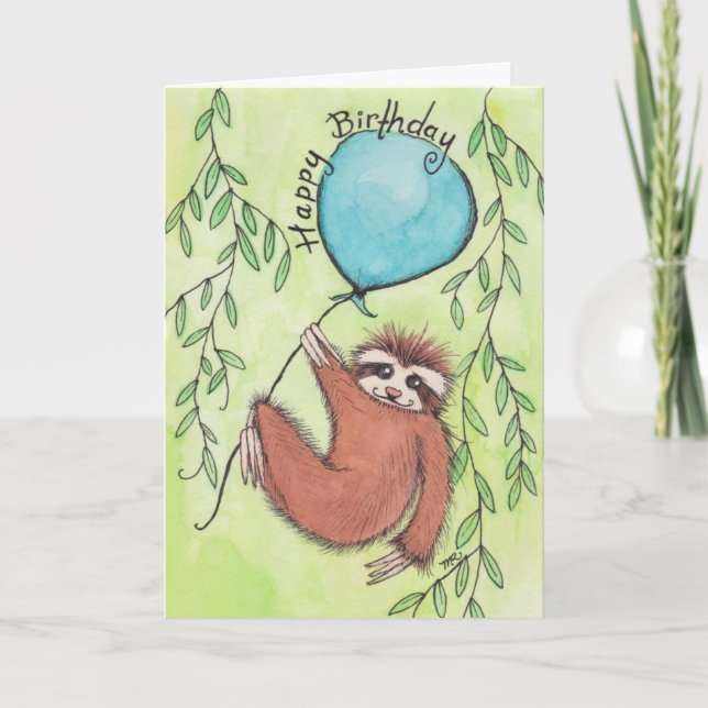 Tarjeta Cute Sloth Happy Birthday (Anverso)