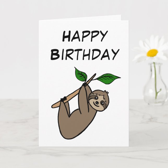 Tarjeta Cute Sloth Happy Birthday Relax (Planta pequeña)
