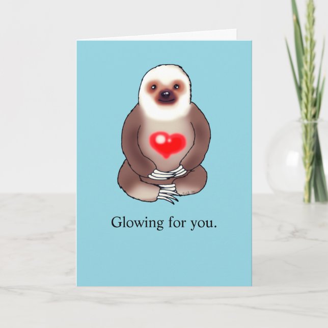 Tarjeta Cute Sloth Love Card con el corazón (Anverso)
