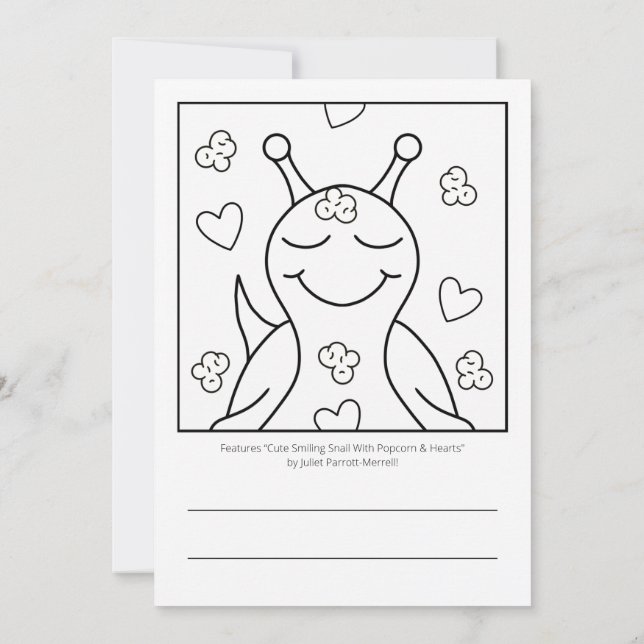 Tarjeta Cute Snail Enviar coloreado sonriente | Saludo (Reverso)