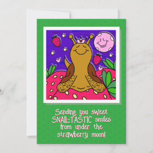 Tarjeta Cute Snail Royale Diversión Verano Fresa Luna