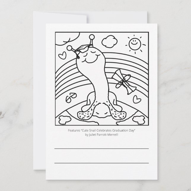 Tarjeta Cute Snail SNAILED IT Graduation Coloring (Reverso)