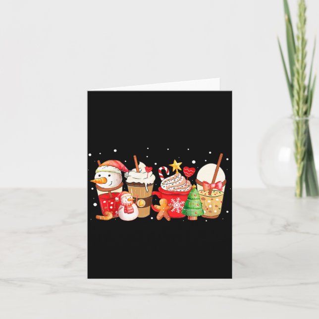 Tarjeta Cute Snowman Coffee Lover Latte Gingerbread Funny  (Anverso)
