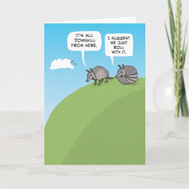 Tarjeta Cute, Solo Gira Con Él, Cumpleaños De Armadillos (Anverso)