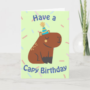 Tarjeta Cute sonriente Capybara Capy niños cumpleaños