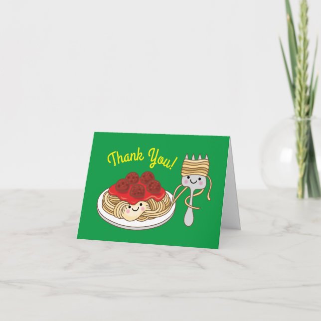 Tarjeta Cute Spaghetti Kids Birday Fiesta Kawaii (Anverso)