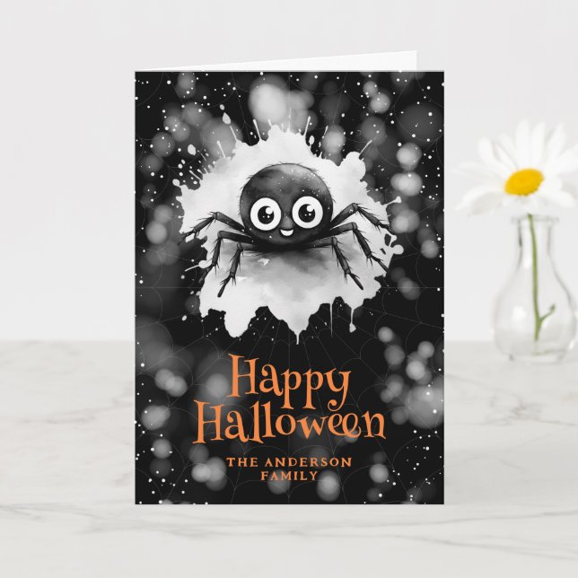 Tarjeta Cute Spider Web Happy Halloween (Planta pequeña)