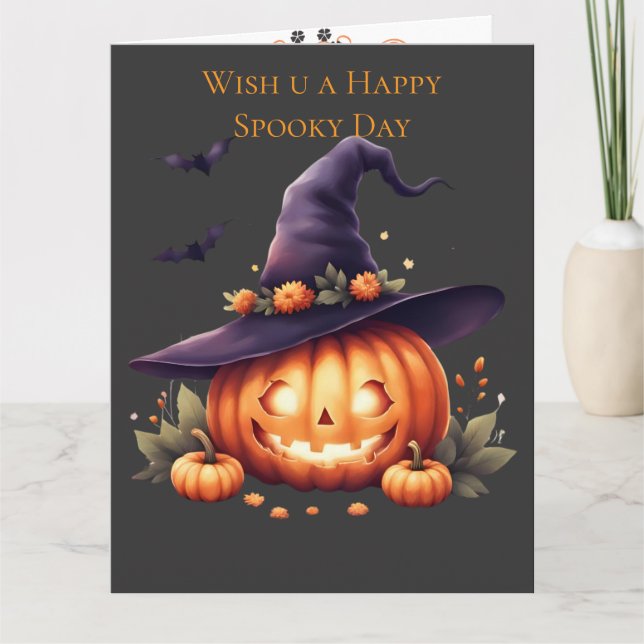 Tarjeta Cute Spooky Halloween Pegatina - Calabaza (Anverso)