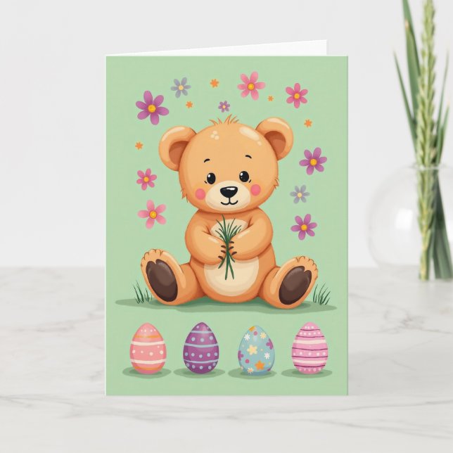 Tarjeta Cute Spring Bear Friend Card (Anverso)
