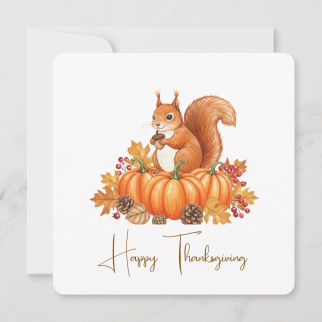 Tarjeta Cute squirrel thanksgiving card  (Anverso)