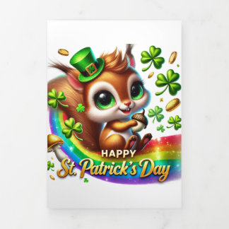 Tarjeta Cute St Patrick's Day con ardilla