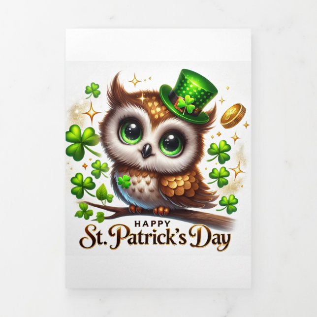 Tarjeta Cute St Patrick's Day con Lechuza Festiva (Foto de portada)