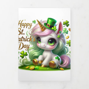 Tarjeta Cute St Patrick's Day con unicornio festiv