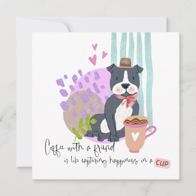 Tarjeta Cute Staffy Dog Funny Coffee Cualquier Ocasión (Anverso)