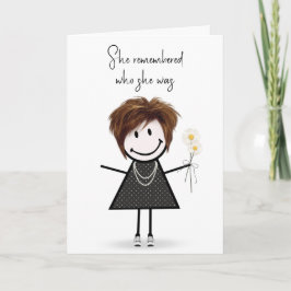 Tarjeta Cute Stick Figura Chica Pensando En Usted