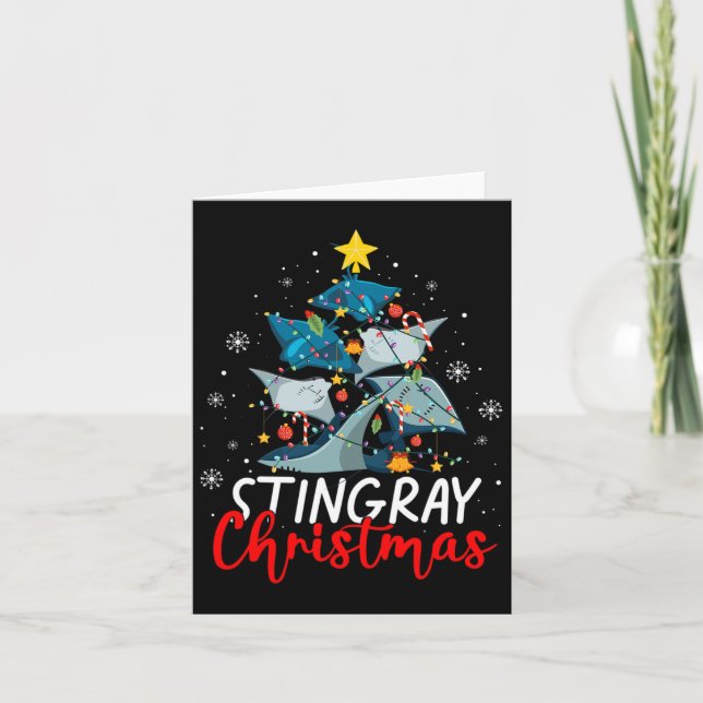 Tarjeta Cute Stingray Christmas Tree Pajama Costu (Anverso)