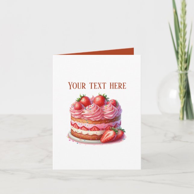 Tarjeta Cute strawberry cake Bakery vendors customizable (Anverso)