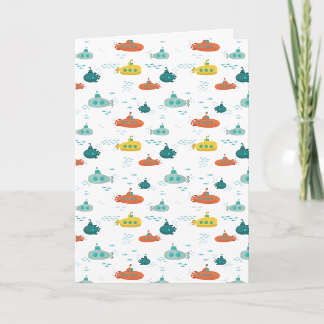 Tarjeta Cute Submarine Nautical Deep Sea Fish Pattern (Anverso)