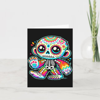 Tarjeta Cute Sugar Skull Pie Grande Día De Los Muertos