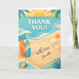 Tarjeta Cute Summer Pool Party Thank You Beach Tropical