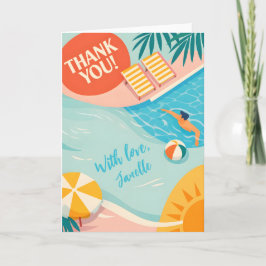 Tarjeta Cute Summer Pool Party Thank You Beach Tropical