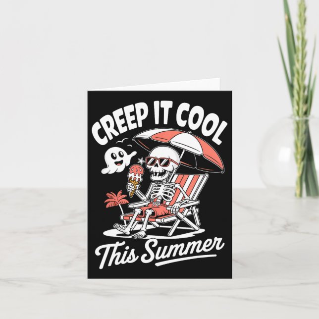 Tarjeta Cute Summerween Ghost Funny Beach Halloween (Anverso)