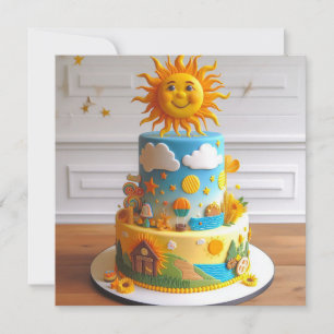 TARJETA CUTE SUNSHINE TEMÁTICO DECORADO CUMPLEAÑOS CAKE